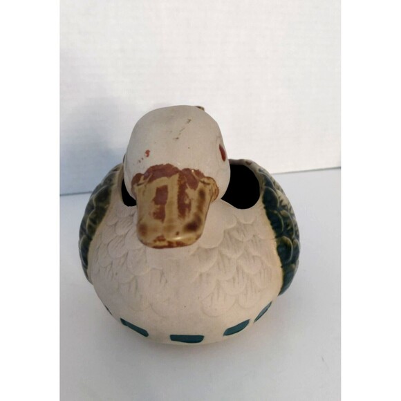 Folk Glazed Art Pottery Duck Bird Planter Stoneware Vintage - Picture 5 of 7